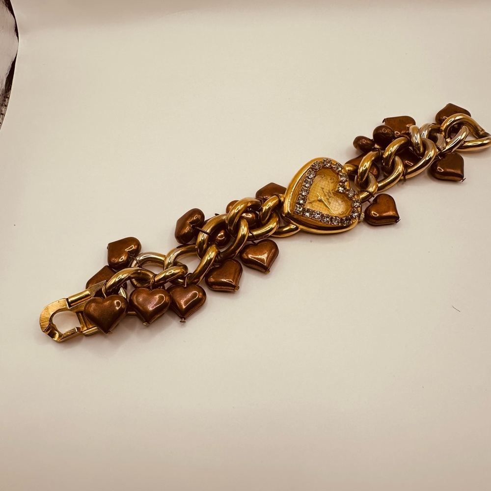 Watch Gold Heart Charm Bracelet (vintage)